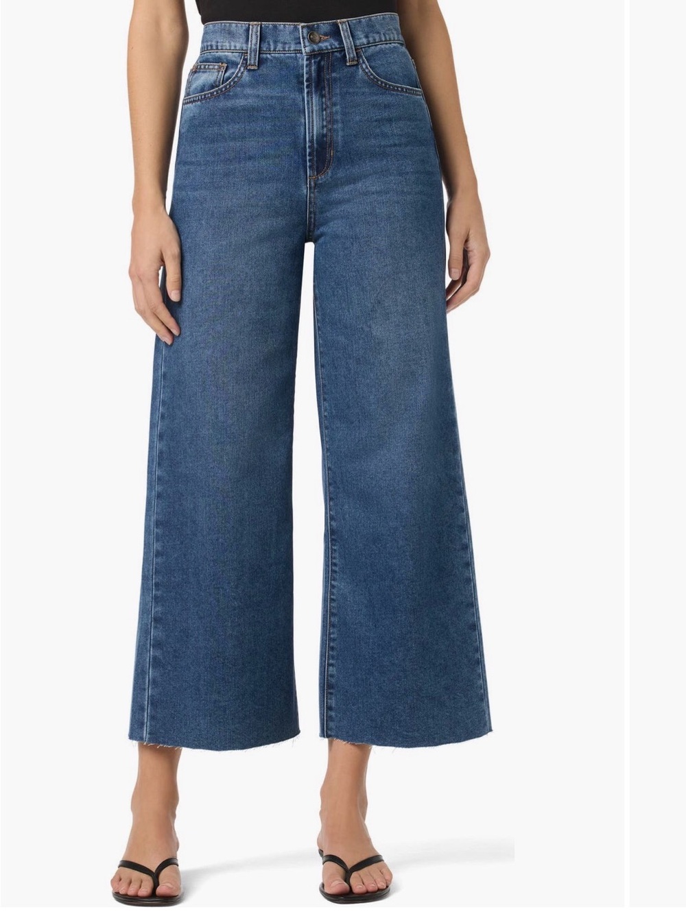 Joes Raw Hem High-Waist Wide-Leg Crop Jeans - Blue